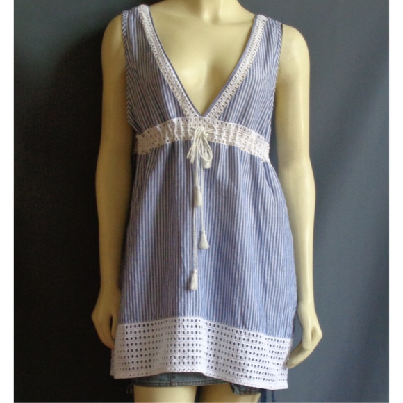 J. Crew Tops - J.Crew Blue Striped Linen Summer Tunic Top XL